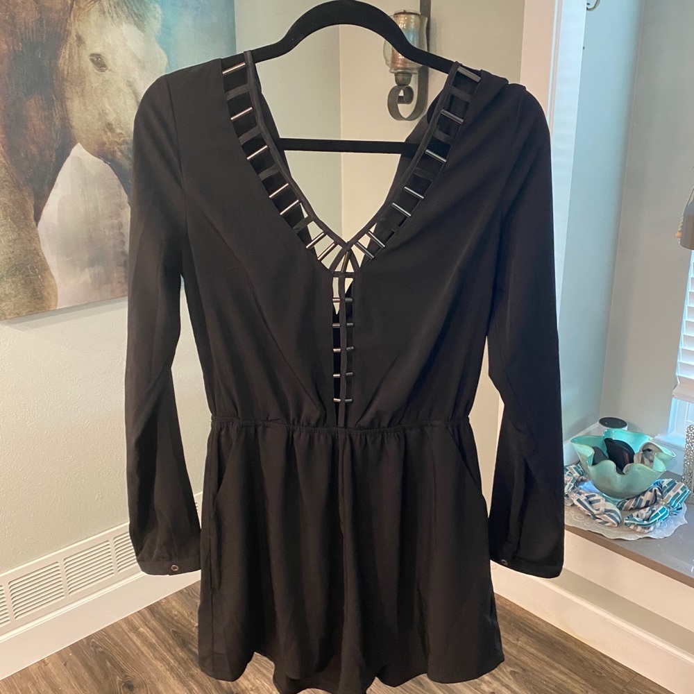Black long sleeve romper